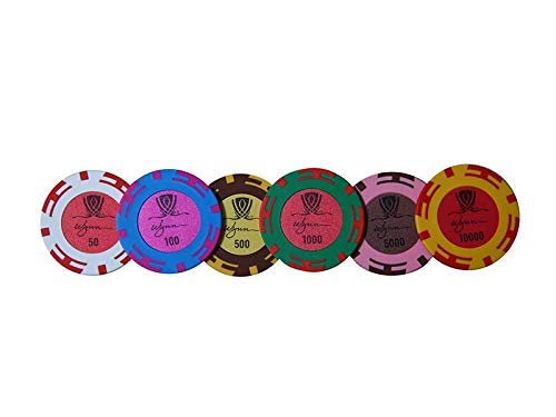 Wynn Clay Poker Chip Set with Denomination 300 PCS with 2 Decks of